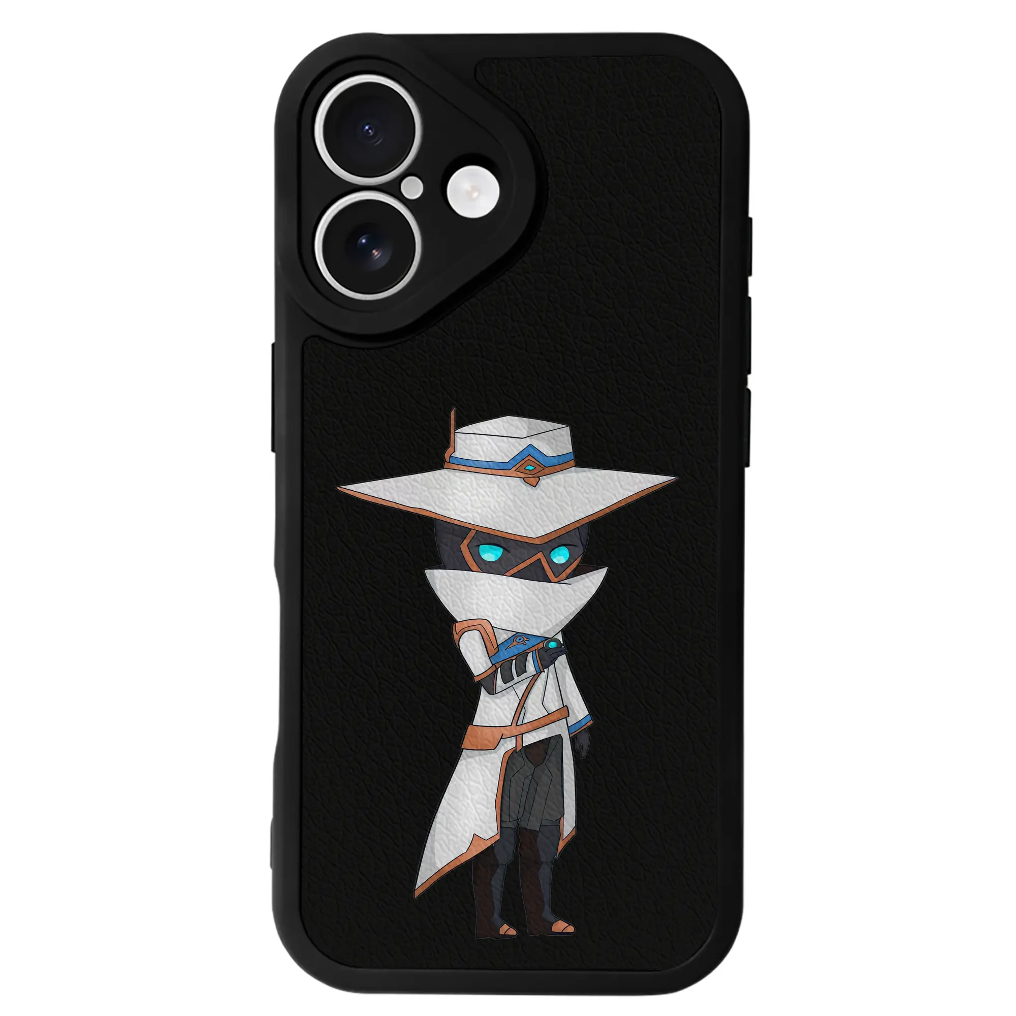 VALORANT グッズ,サイファー - IPhone 16シリーズ対応 ・ シリコンスマホケース ・ レザー調 ・ 高精度フィット ・ 耐衝撃 ・ ワイヤレス充電対応 ・ 精密カット